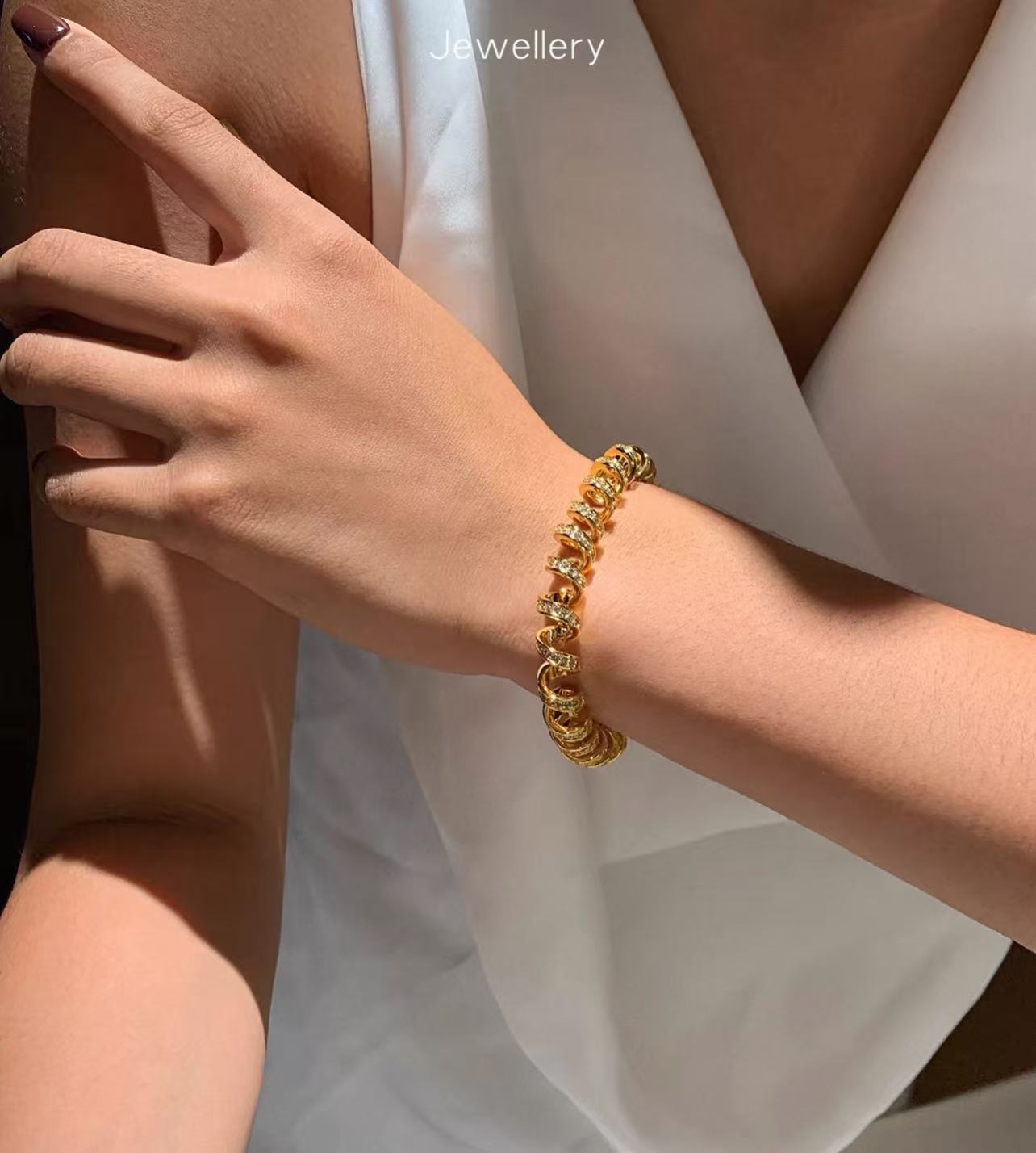 Helix | 22K Gold Plated Pave Spiral Statement Bracelet