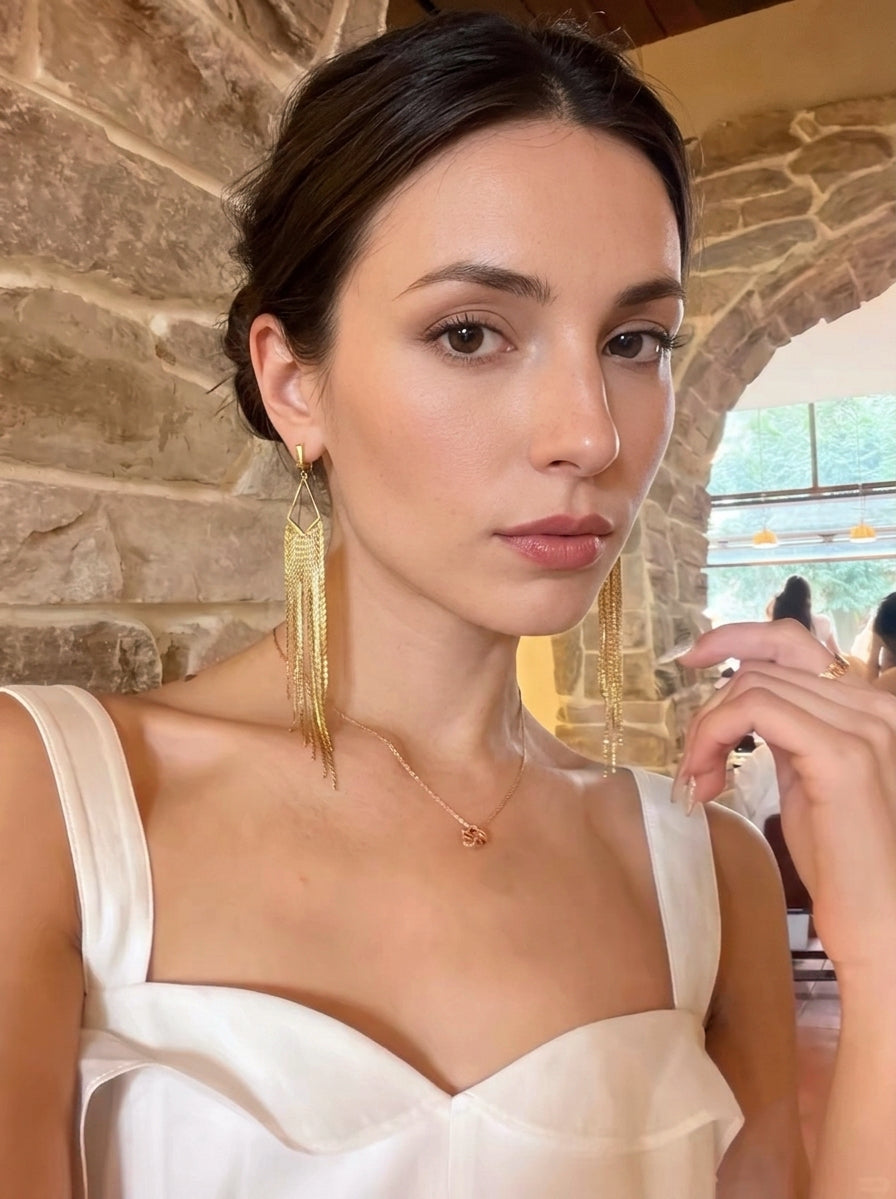 Cascade | 14.5cm Diamond-Cut Fringe Statement Earrings