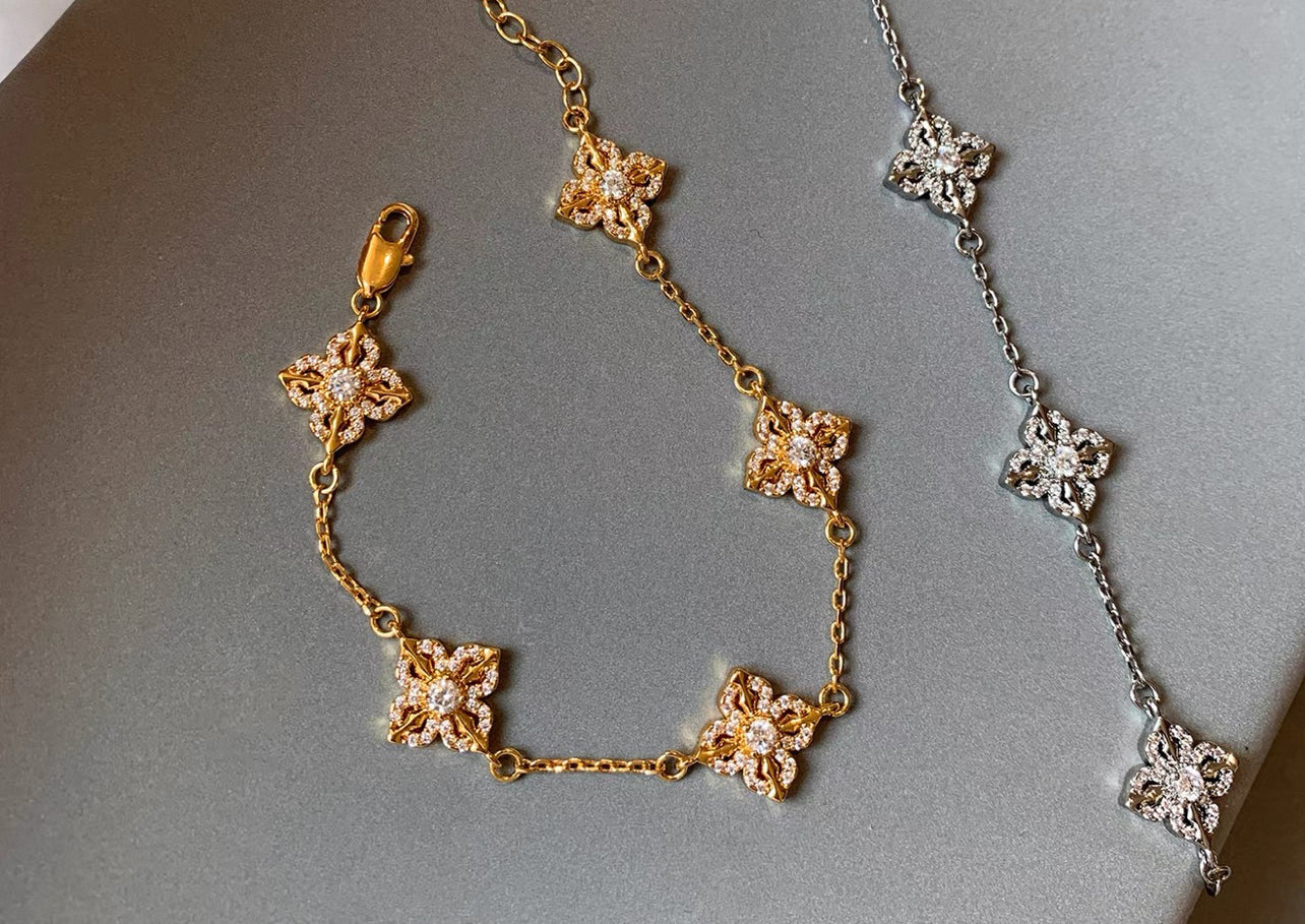 Fleur | Pave Floral Motif 3-Piece Jewelry Set