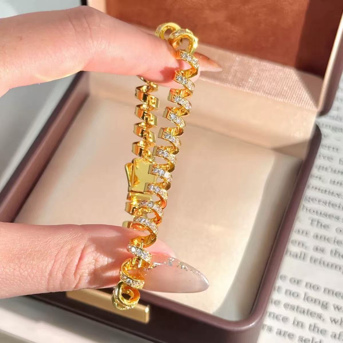 Helix | 22K Gold Plated Pave Spiral Statement Bracelet