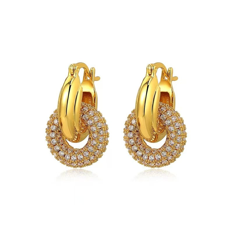 Duo | 2-in-1 Detachable Interlocking Pave Hoop Earrings