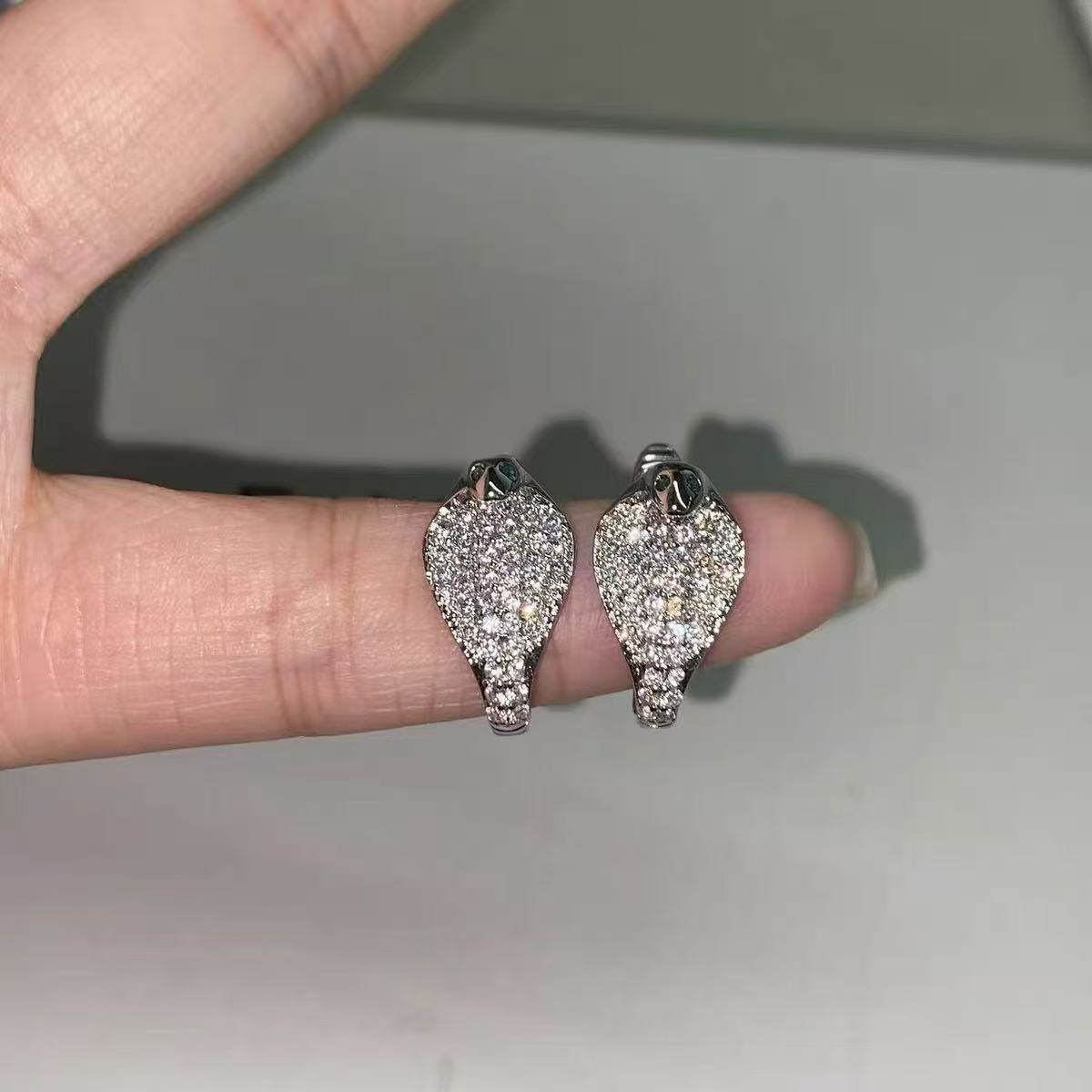 Serpentia | White Gold Plated Pave Serpent Stud Earrings