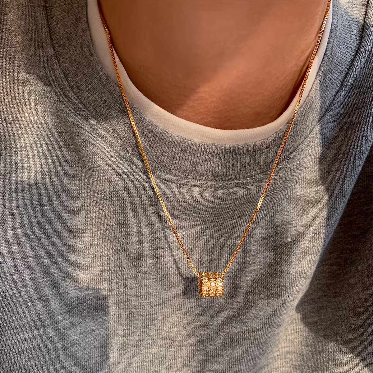 Aurora | Geometric Honeycomb Pave Cylinder Necklace