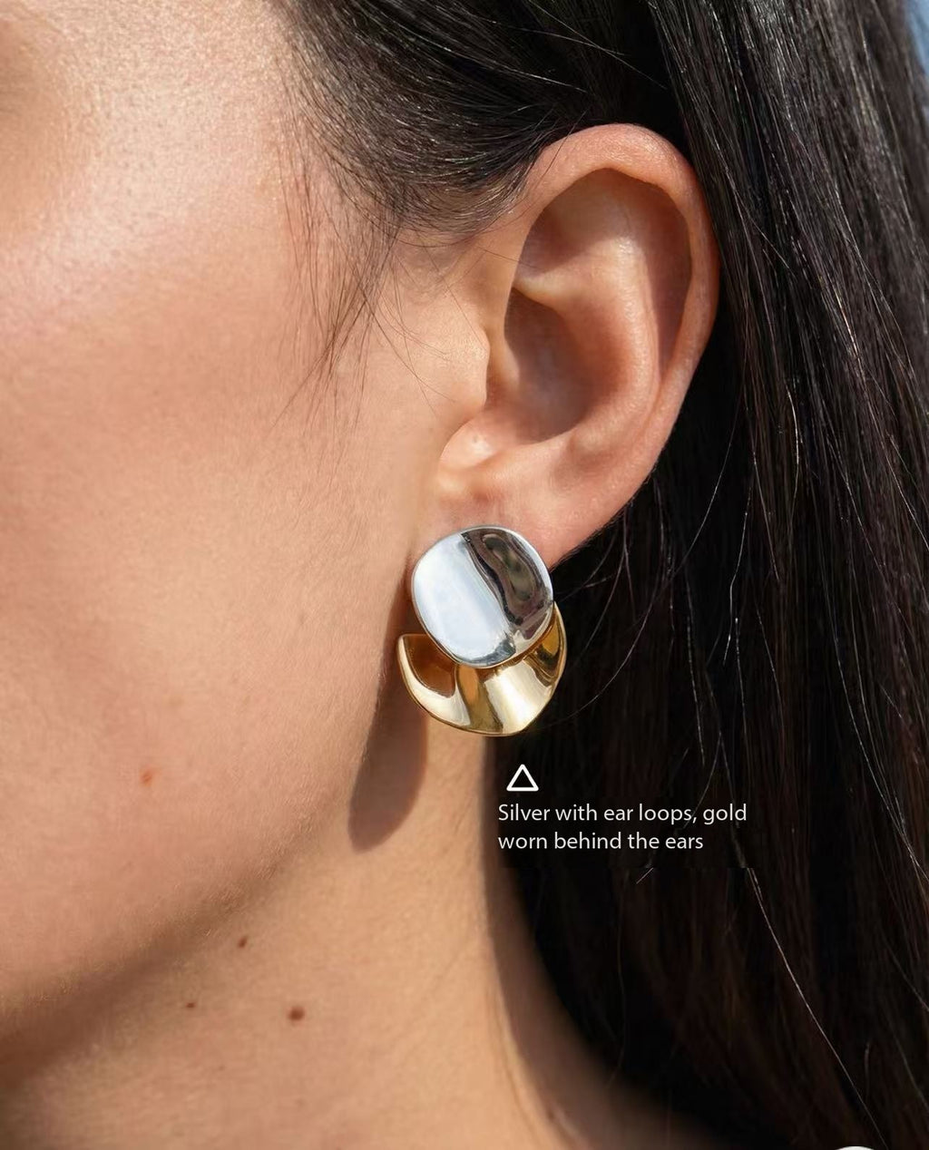Eclipse | Two-Tone Sculptural Ear Jacket Studs
