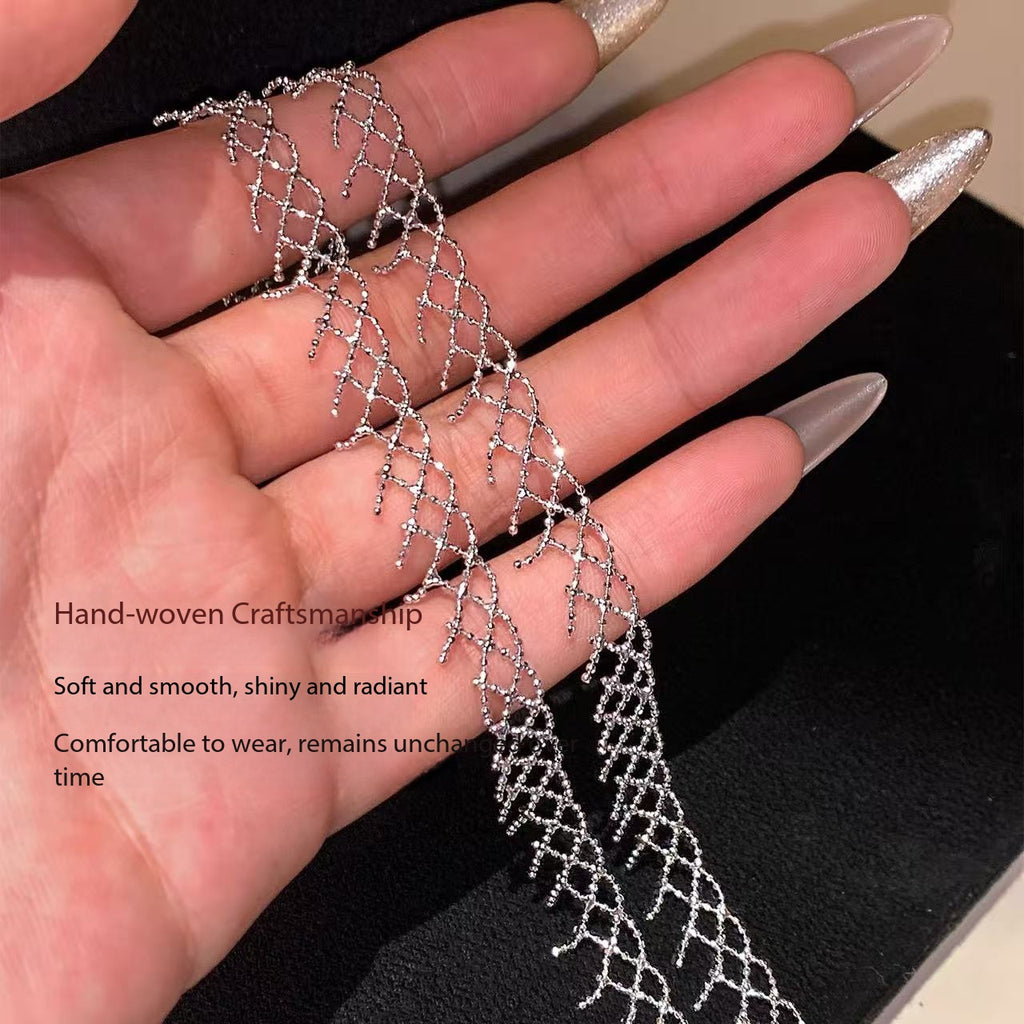 Lumina | Hand-Woven White Gold Plated Mesh Choker