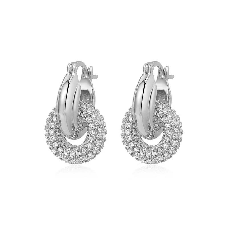 Duo | 2-in-1 Detachable Interlocking Pave Hoop Earrings