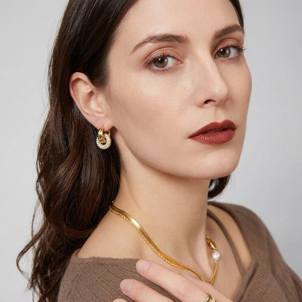 Duo | 2-in-1 Detachable Interlocking Pave Hoop Earrings