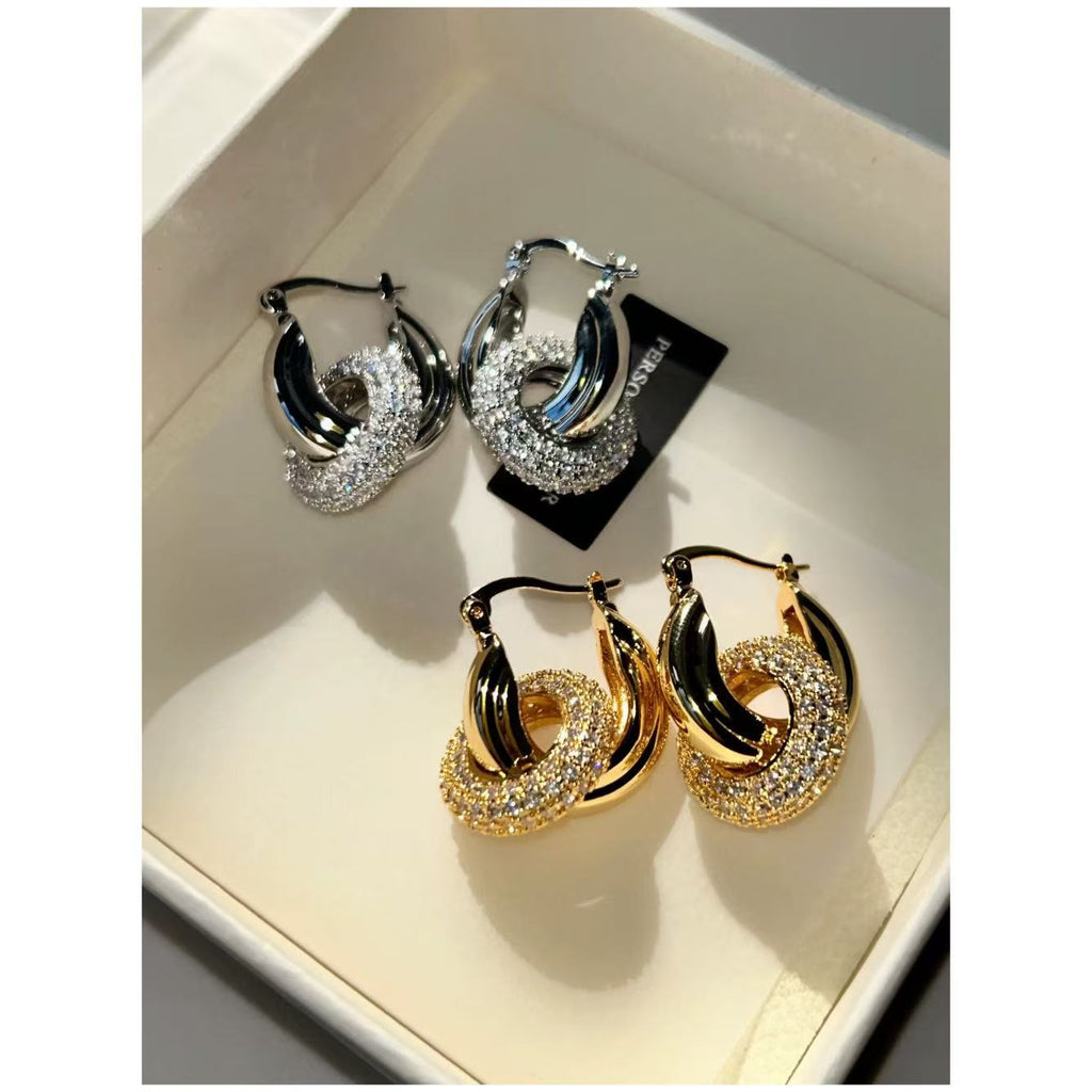 Duo | 2-in-1 Detachable Interlocking Pave Hoop Earrings