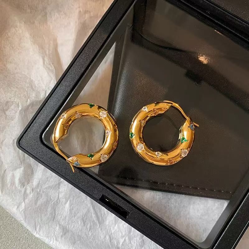Astra | 24K Gold Plated Starburst Pave Chunky Hoops