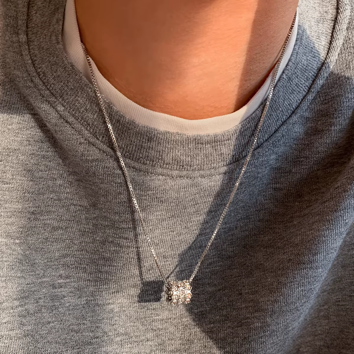 Aurora | Geometric Honeycomb Pave Cylinder Necklace