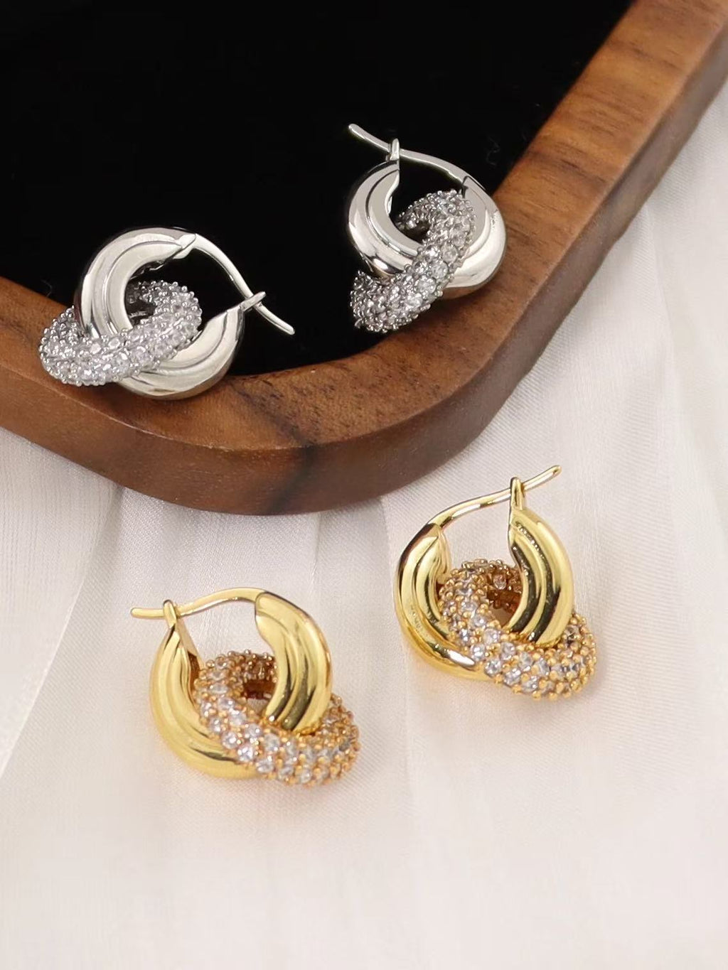Duo | 2-in-1 Detachable Interlocking Pave Hoop Earrings