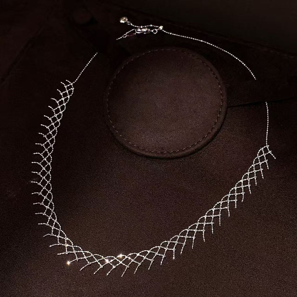Lumina | Hand-Woven White Gold Plated Mesh Choker