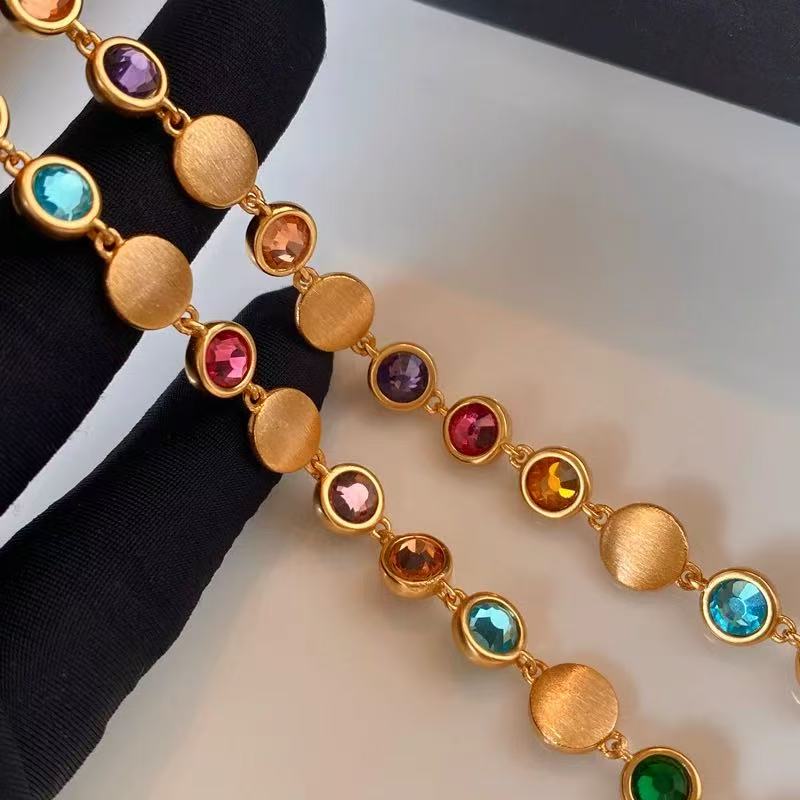 Jubilee | Hand-Brushed Gold & Colorful Gem Station Necklace