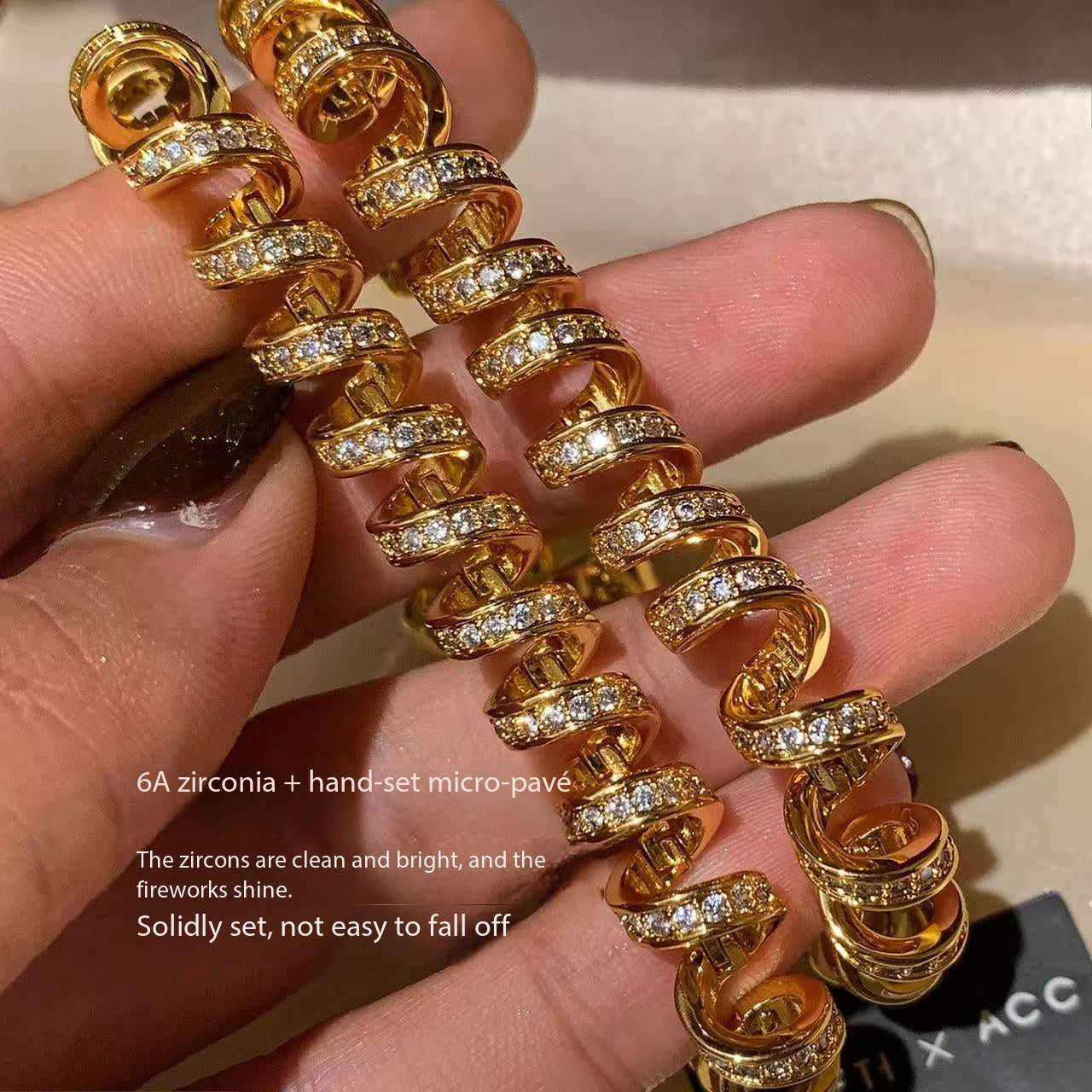 Helix | 22K Gold Plated Pave Spiral Statement Bracelet
