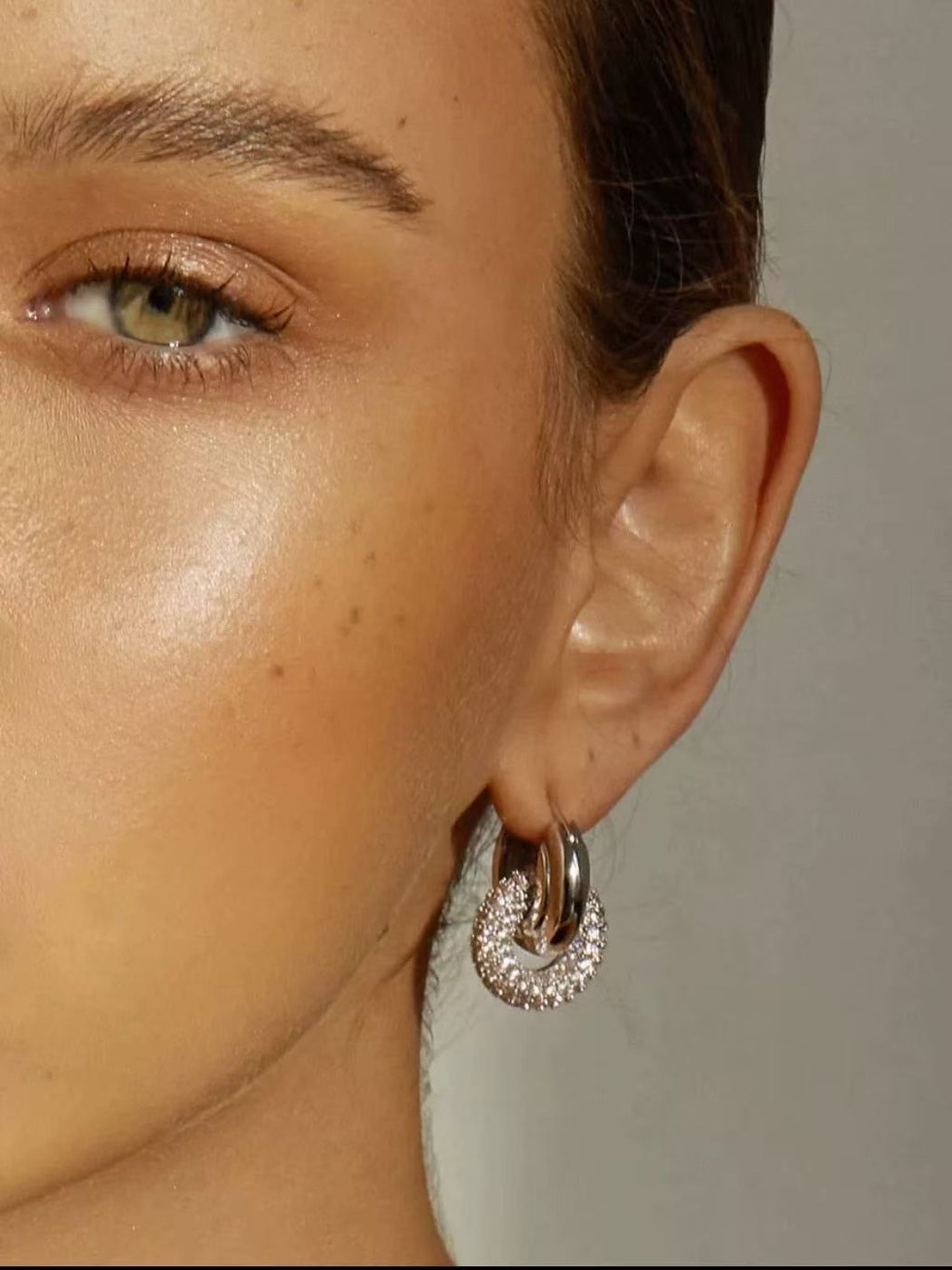 Duo | 2-in-1 Detachable Interlocking Pave Hoop Earrings