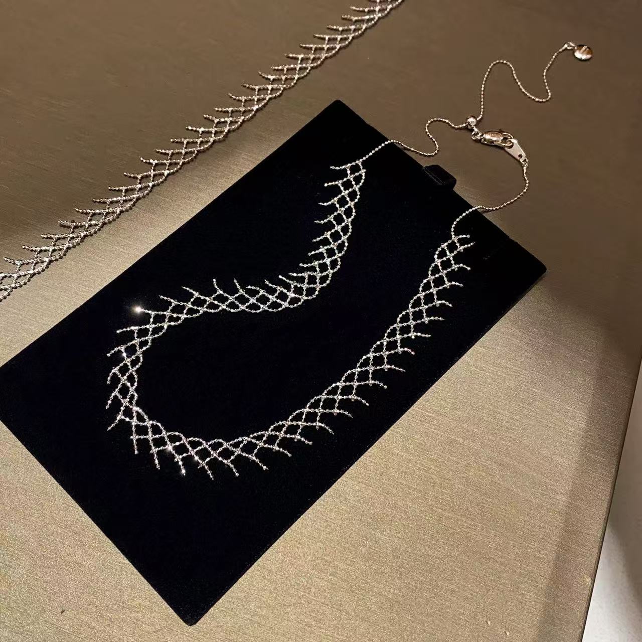 Lumina | Hand-Woven White Gold Plated Mesh Choker