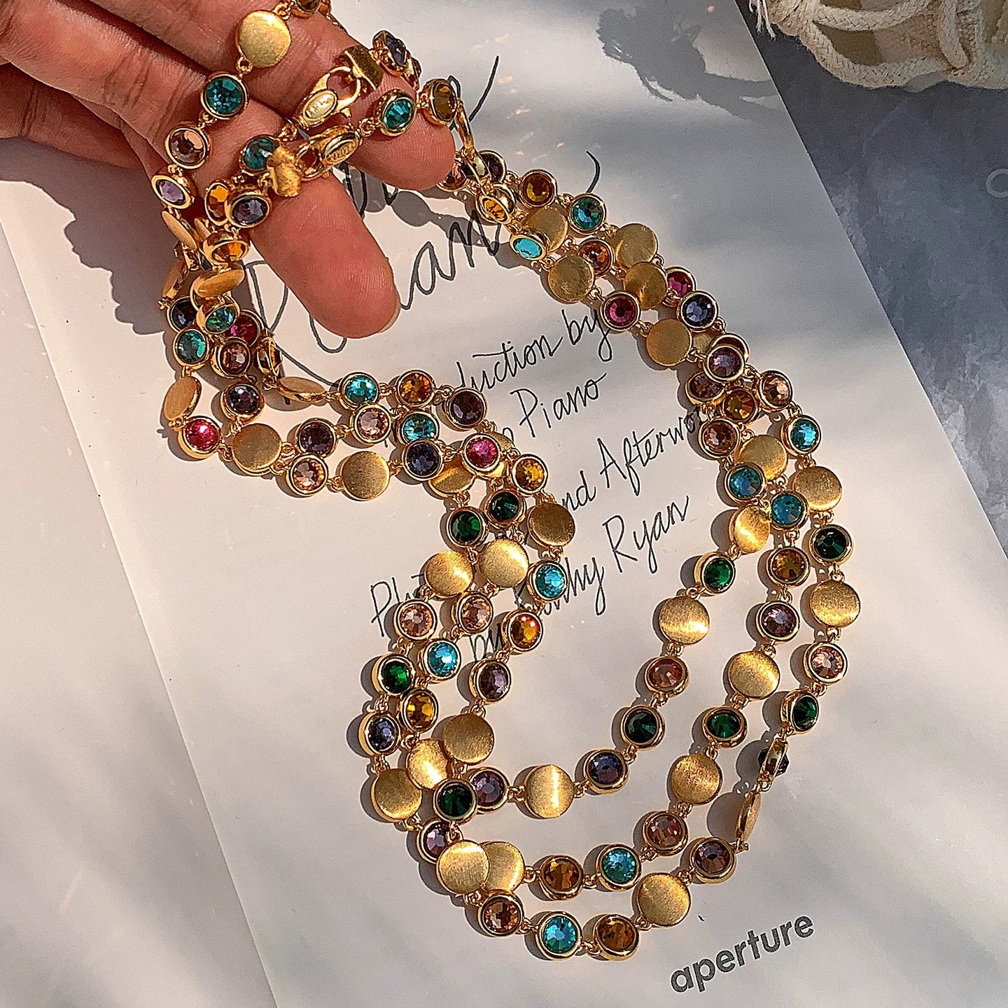 Jubilee | Hand-Brushed Gold & Colorful Gem Station Necklace