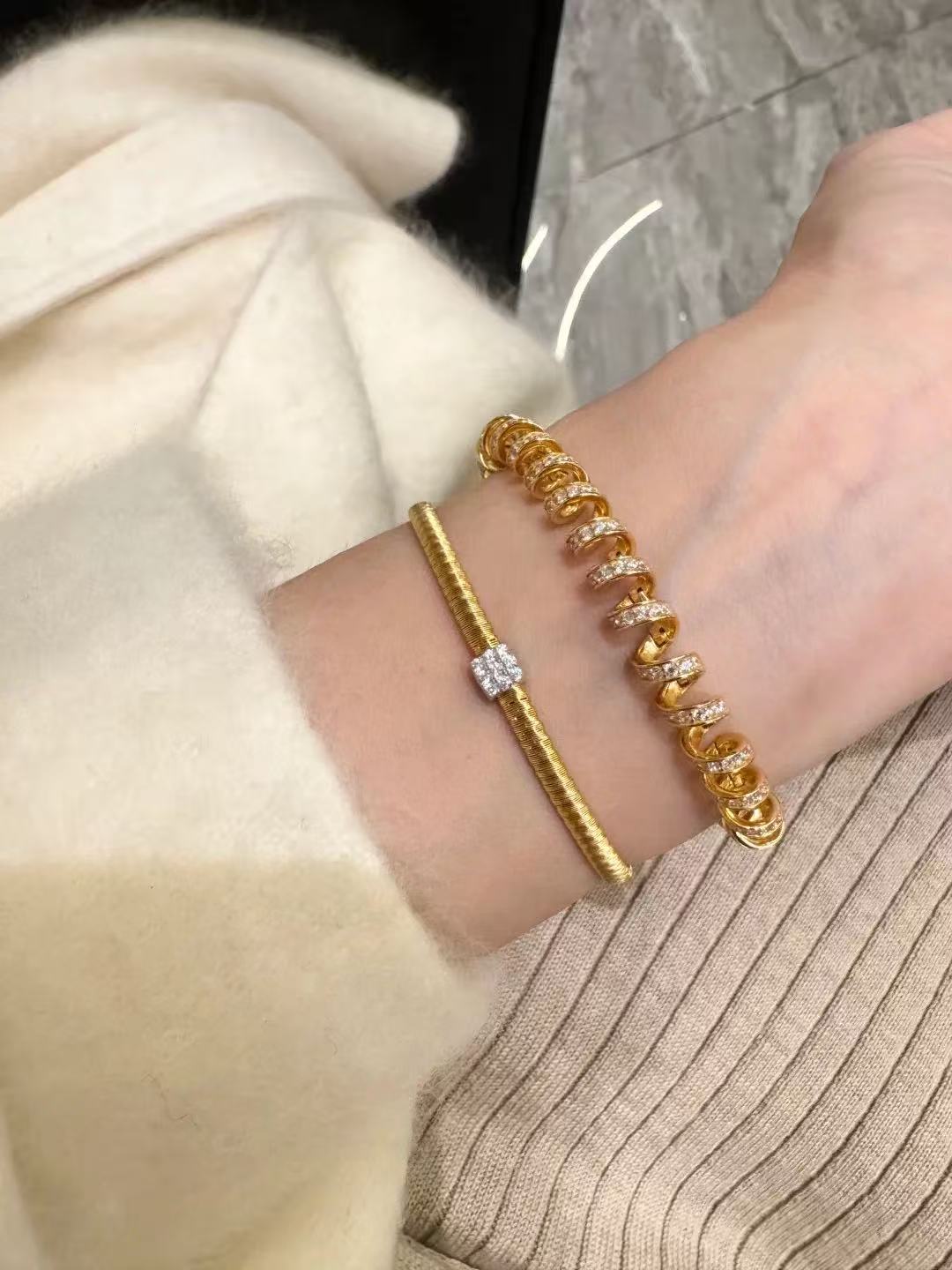 Helix | 22K Gold Plated Pave Spiral Statement Bracelet