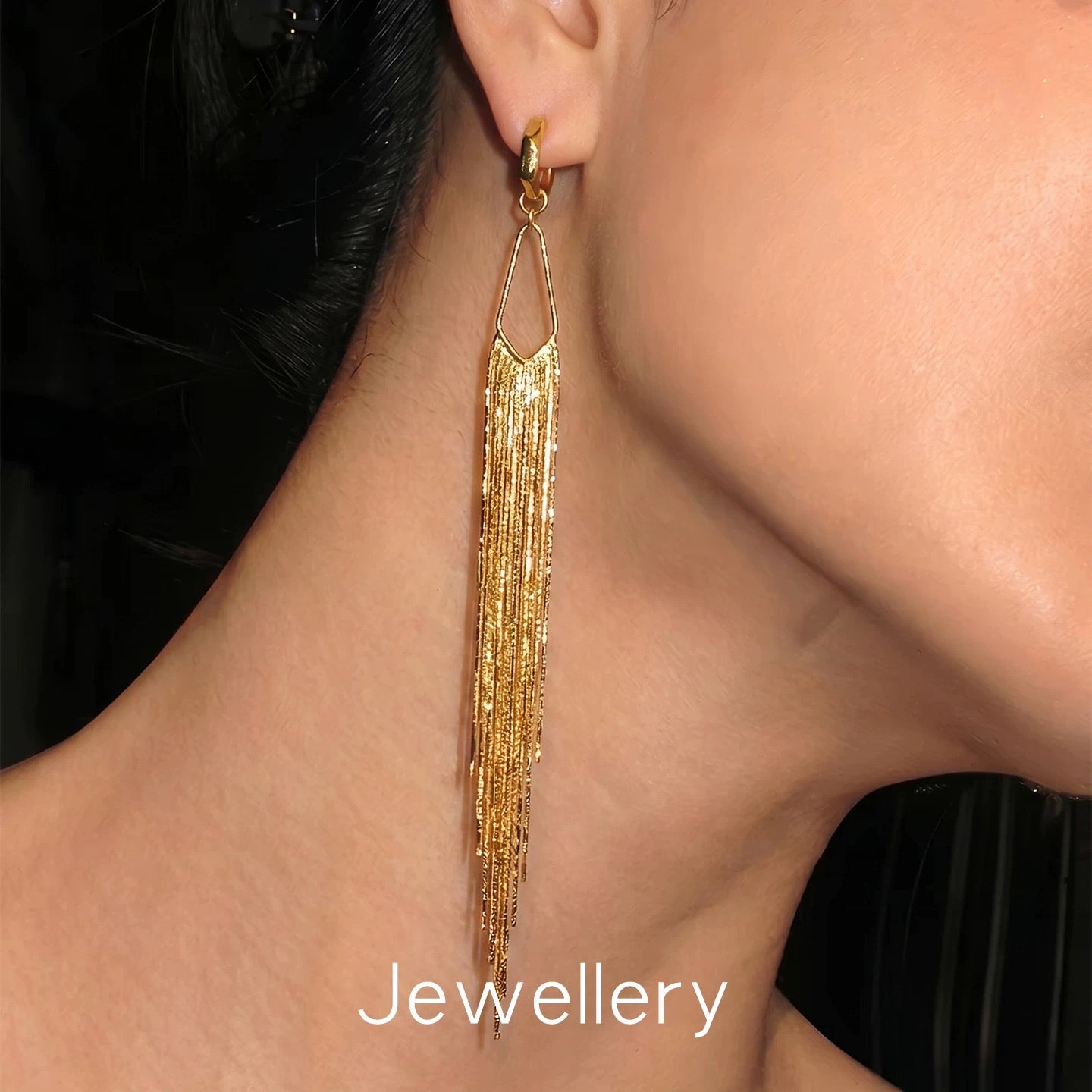 Cascade | 14.5cm Diamond-Cut Fringe Statement Earrings