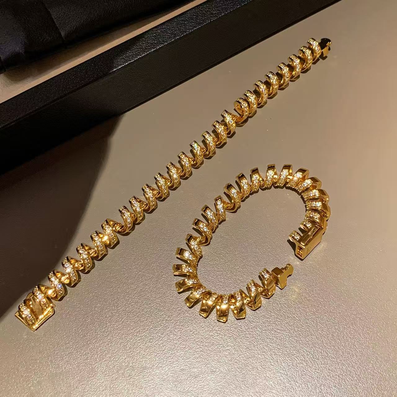 Helix | 22K Gold Plated Pave Spiral Statement Bracelet