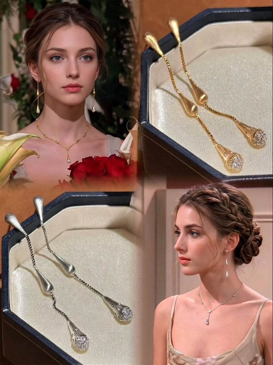 Rachel | 90s Vintage Inspired Teardrop Linear Drop Earrings