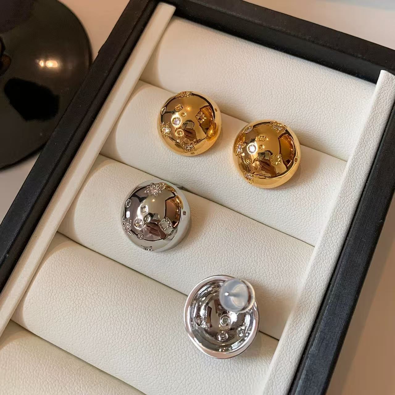 Nova | Celestial Dome Stud Earrings with 925 Silver Posts