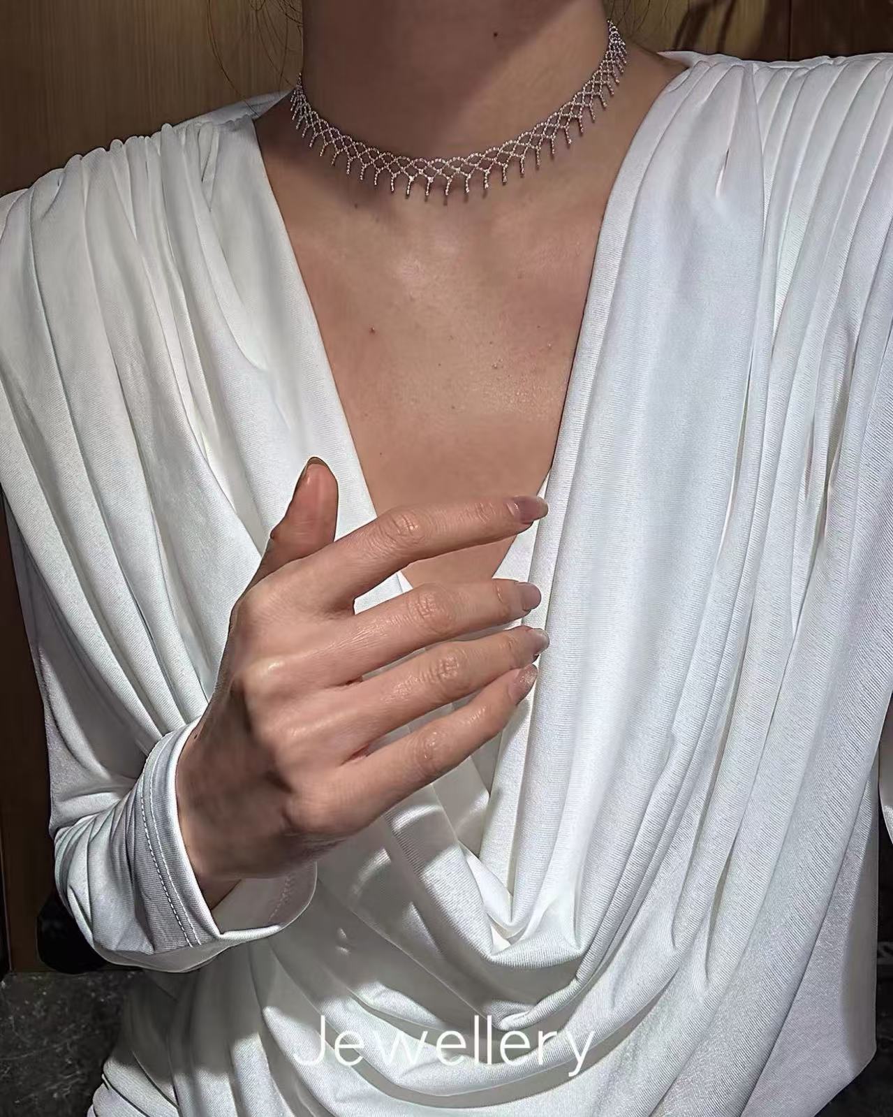 Lumina | Hand-Woven White Gold Plated Mesh Choker