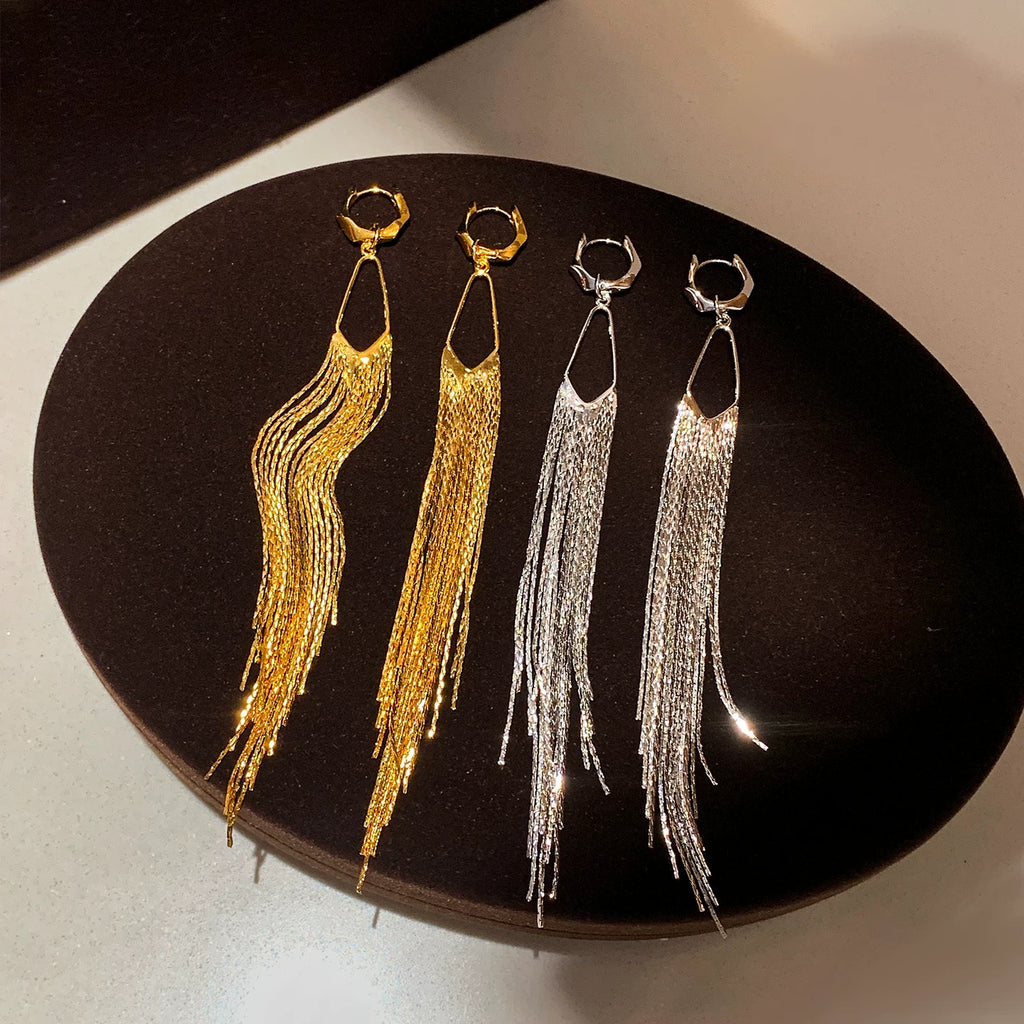 Cascade | 14.5cm Diamond-Cut Fringe Statement Earrings