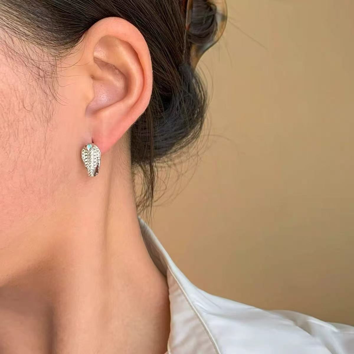 Serpentia | White Gold Plated Pave Serpent Stud Earrings